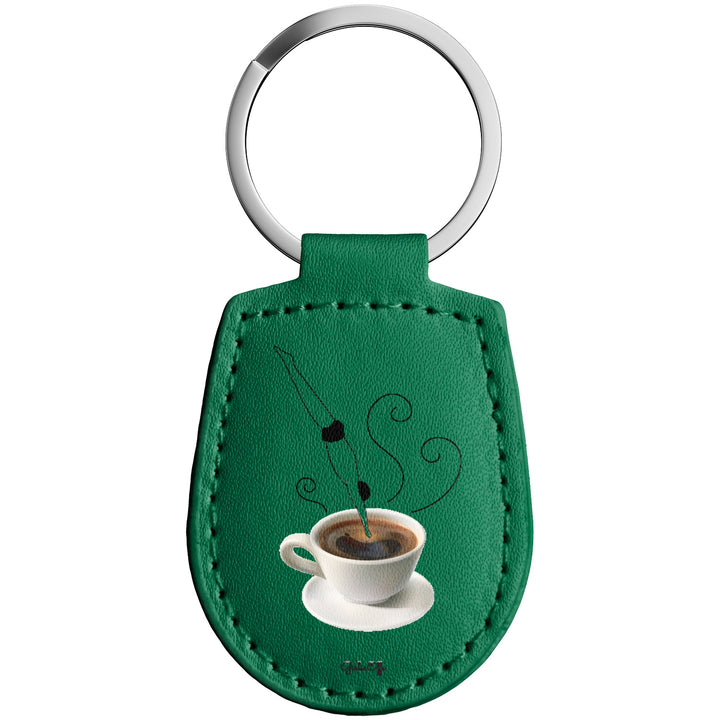 Portachiavi in pelle Caffè dell'album Creatività su portachiavi di GiuliaEffe con anello in metallo, Disponibili in 6 Colori, Stampa di Alta Qualità