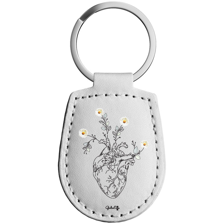 Portachiavi in pelle Cuore dell'album Creatività su portachiavi di GiuliaEffe con anello in metallo, Disponibili in 6 Colori, Stampa di Alta Qualità