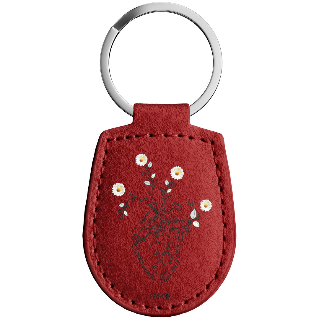 Portachiavi in pelle Cuore dell'album Creatività su portachiavi di GiuliaEffe con anello in metallo, Disponibili in 6 Colori, Stampa di Alta Qualità