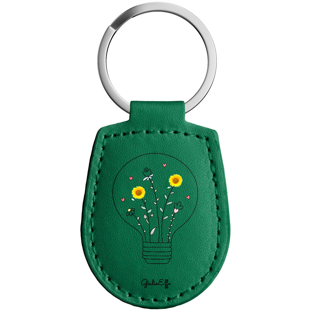 Portachiavi in pelle Lampadina dell'album Creatività su portachiavi di GiuliaEffe con anello in metallo, Disponibili in 6 Colori, Stampa di Alta Qualità