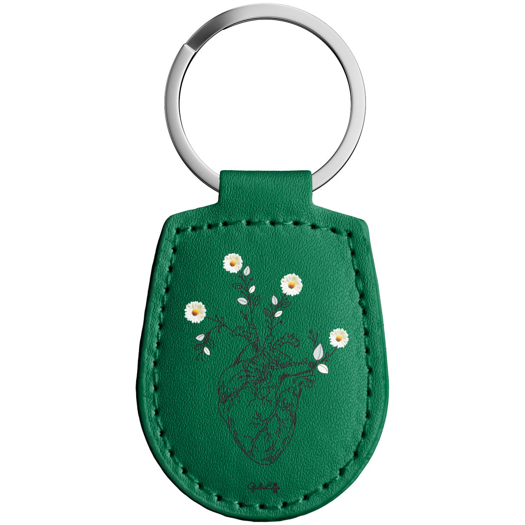 Portachiavi in pelle Cuore dell'album Creatività su portachiavi di GiuliaEffe con anello in metallo, Disponibili in 6 Colori, Stampa di Alta Qualità