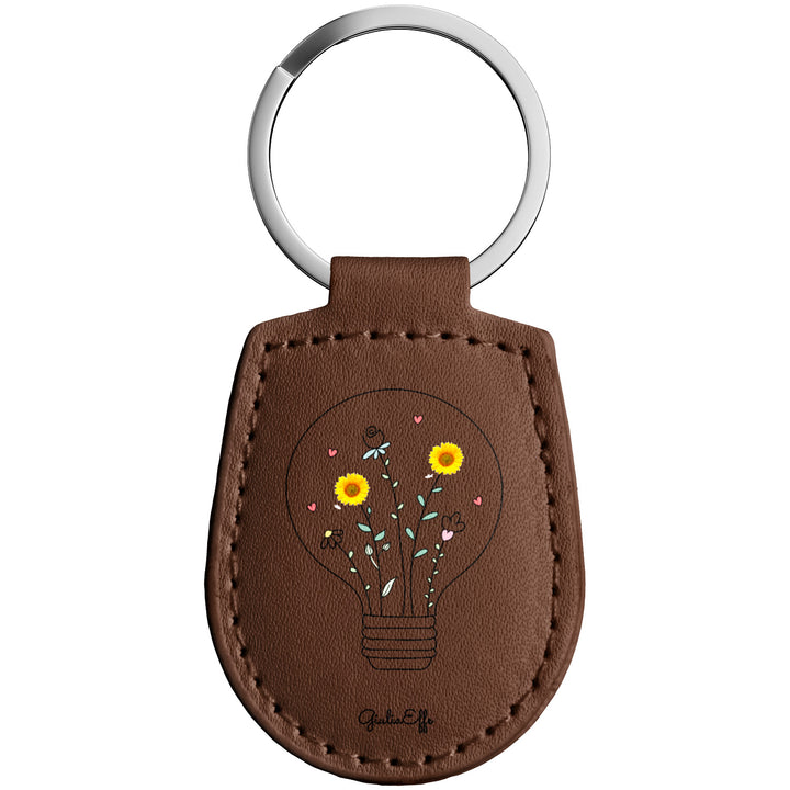 Portachiavi in pelle Lampadina dell'album Creatività su portachiavi di GiuliaEffe con anello in metallo, Disponibili in 6 Colori, Stampa di Alta Qualità