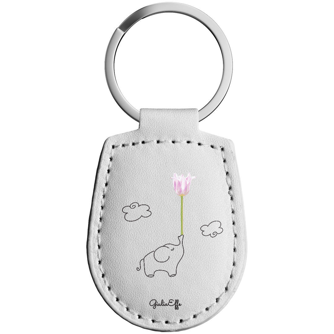 Portachiavi in pelle Elefante dell'album Creatività su portachiavi di GiuliaEffe con anello in metallo, Disponibili in 6 Colori, Stampa di Alta Qualità