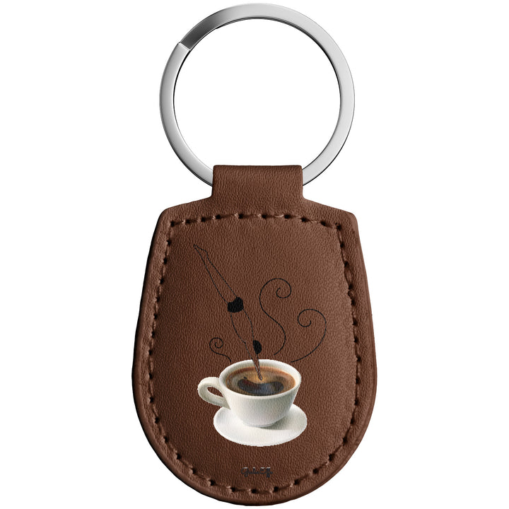 Portachiavi in pelle Caffè dell'album Creatività su portachiavi di GiuliaEffe con anello in metallo, Disponibili in 6 Colori, Stampa di Alta Qualità