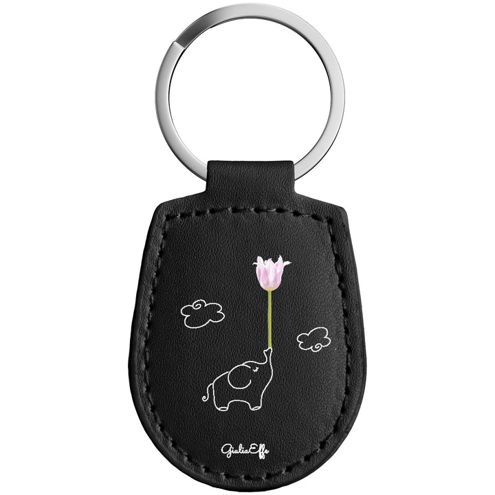 Portachiavi in pelle Elefante dell'album Creatività su portachiavi di GiuliaEffe con anello in metallo, Disponibili in 6 Colori, Stampa di Alta Qualità