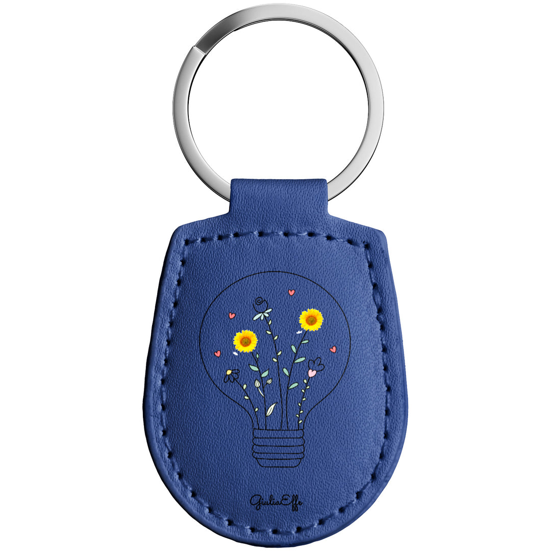 Portachiavi in pelle Lampadina dell'album Creatività su portachiavi di GiuliaEffe con anello in metallo, Disponibili in 6 Colori, Stampa di Alta Qualità