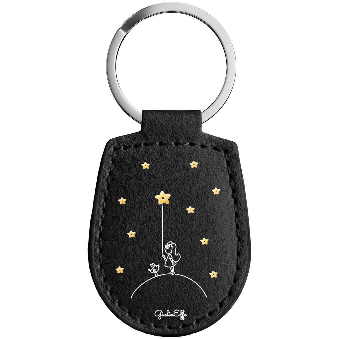 Portachiavi in pelle Stelle dell'album Creatività su portachiavi di GiuliaEffe con anello in metallo, Disponibili in 6 Colori, Stampa di Alta Qualità