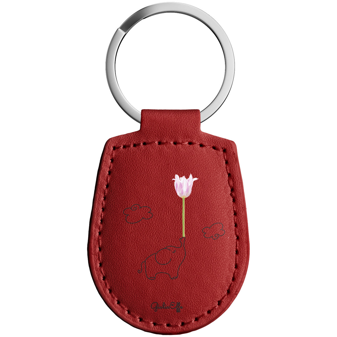 Portachiavi in pelle Elefante dell'album Creatività su portachiavi di GiuliaEffe con anello in metallo, Disponibili in 6 Colori, Stampa di Alta Qualità