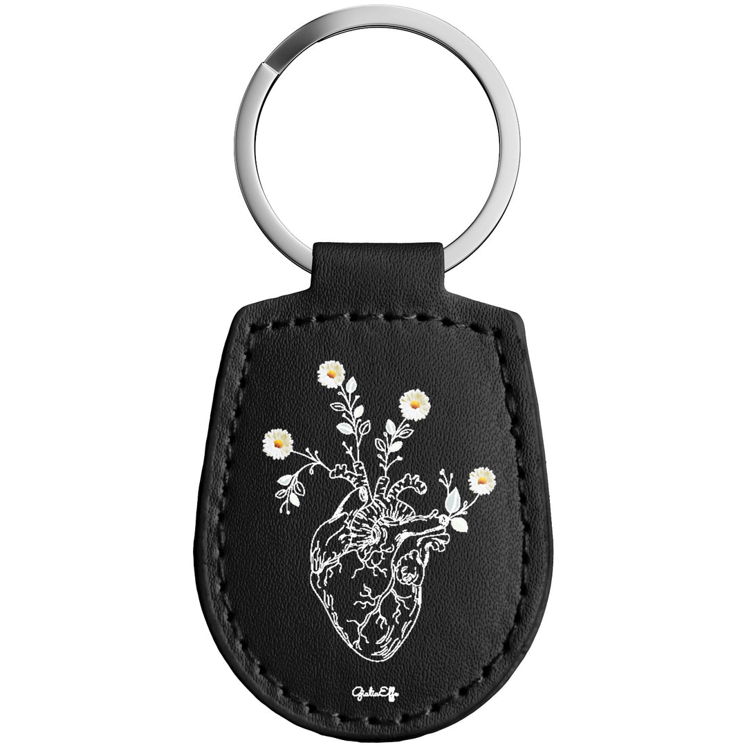 Portachiavi in pelle Cuore dell'album Creatività su portachiavi di GiuliaEffe con anello in metallo, Disponibili in 6 Colori, Stampa di Alta Qualità