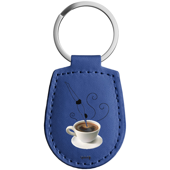 Portachiavi in pelle Caffè dell'album Creatività su portachiavi di GiuliaEffe con anello in metallo, Disponibili in 6 Colori, Stampa di Alta Qualità
