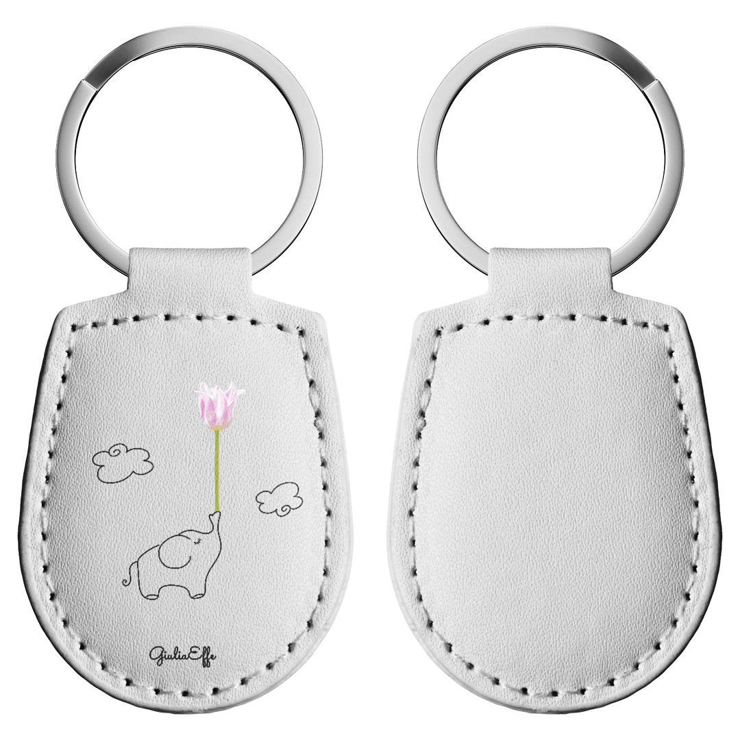 Portachiavi in pelle Elefante dell'album Creatività su portachiavi di GiuliaEffe con anello in metallo, Disponibili in 6 Colori, Stampa di Alta Qualità