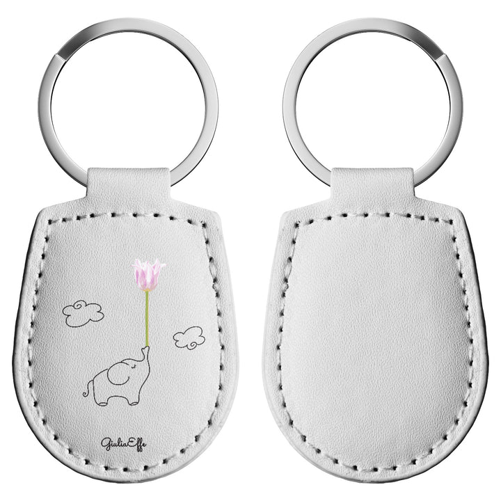 Portachiavi in pelle Elefante dell'album Creatività su portachiavi di GiuliaEffe con anello in metallo, Disponibili in 6 Colori, Stampa di Alta Qualità