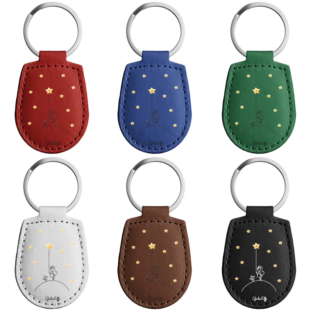 Portachiavi in pelle Stelle dell'album Creatività su portachiavi di GiuliaEffe con anello in metallo, Disponibili in 6 Colori, Stampa di Alta Qualità