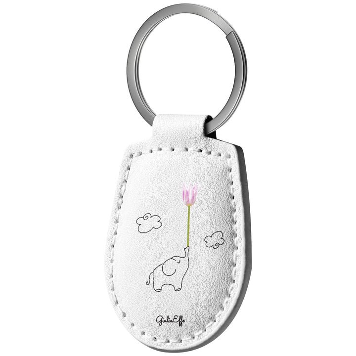 Portachiavi in pelle Elefante dell'album Creatività su portachiavi di GiuliaEffe con anello in metallo, Disponibili in 6 Colori, Stampa di Alta Qualità
