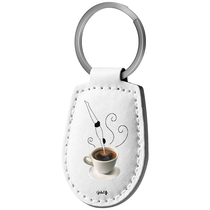 Portachiavi in pelle Caffè dell'album Creatività su portachiavi di GiuliaEffe con anello in metallo, Disponibili in 6 Colori, Stampa di Alta Qualità