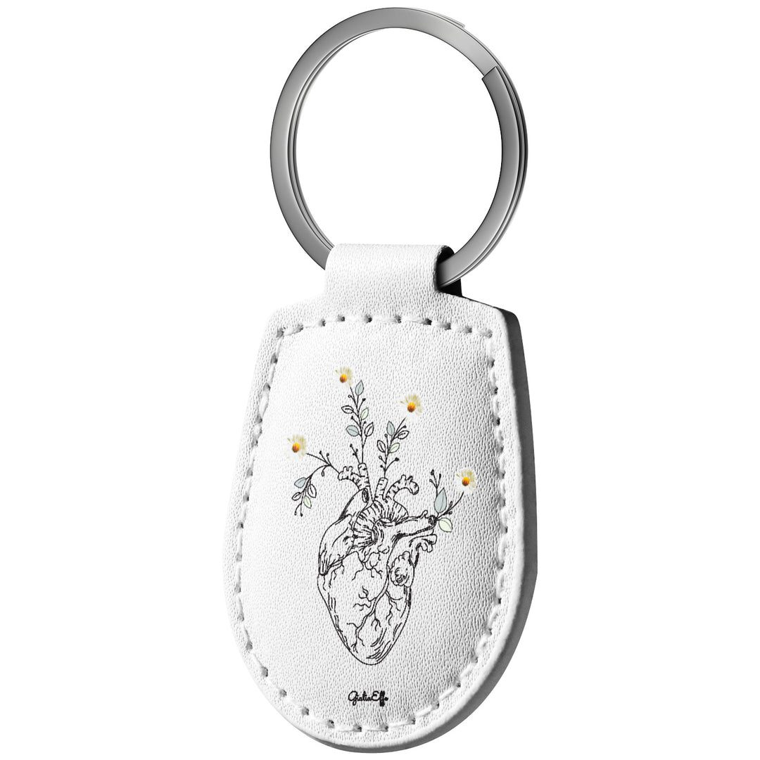 Portachiavi in pelle Cuore dell'album Creatività su portachiavi di GiuliaEffe con anello in metallo, Disponibili in 6 Colori, Stampa di Alta Qualità