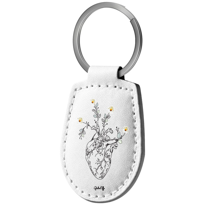 Portachiavi in pelle Cuore dell'album Creatività su portachiavi di GiuliaEffe con anello in metallo, Disponibili in 6 Colori, Stampa di Alta Qualità
