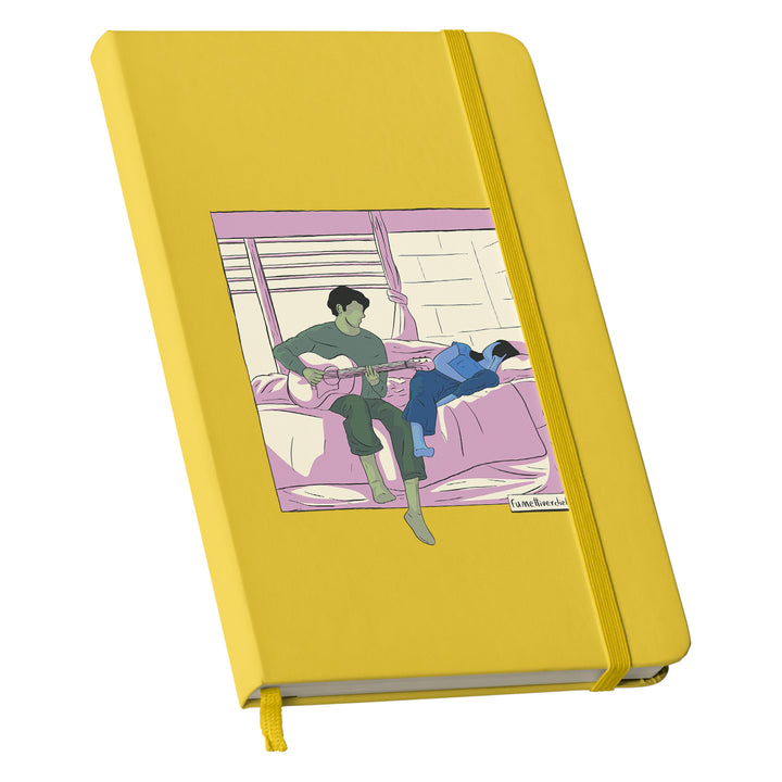 Taccuino Serenata dell'album Taccuini Verdi e Blu di Fumettiverdieblu: copertina soft touch in 8 colori, con chiusura e segnalibro coordinati