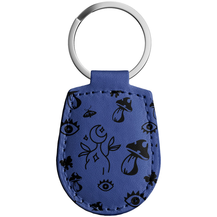 Portachiavi in pelle Goth dell'album Witchy Keychain di WonderValy con anello in metallo, Disponibili in 6 Colori, Stampa di Alta Qualità