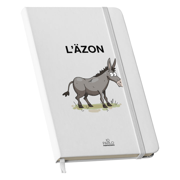 Taccuino L'ÄZON dell'album LÌNNEA BÉSTJI di Io parlo parmigiano: copertina soft touch in 8 colori, con chiusura e segnalibro coordinati