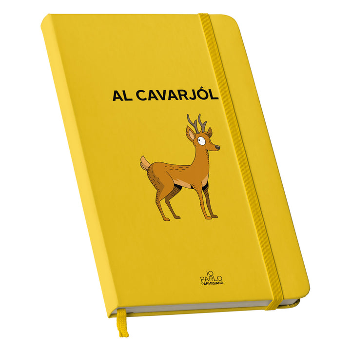 Taccuino AL CAVARJÓL dell'album LÌNNEA BÉSTJI di Io parlo parmigiano: copertina soft touch in 8 colori, con chiusura e segnalibro coordinati