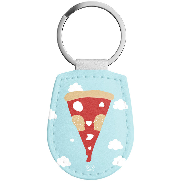 Portachiavi in pelle Pizza con amore dell'album Portami con te di Donnie con anello in metallo, Disponibili in 6 Colori, Stampa di Alta Qualità