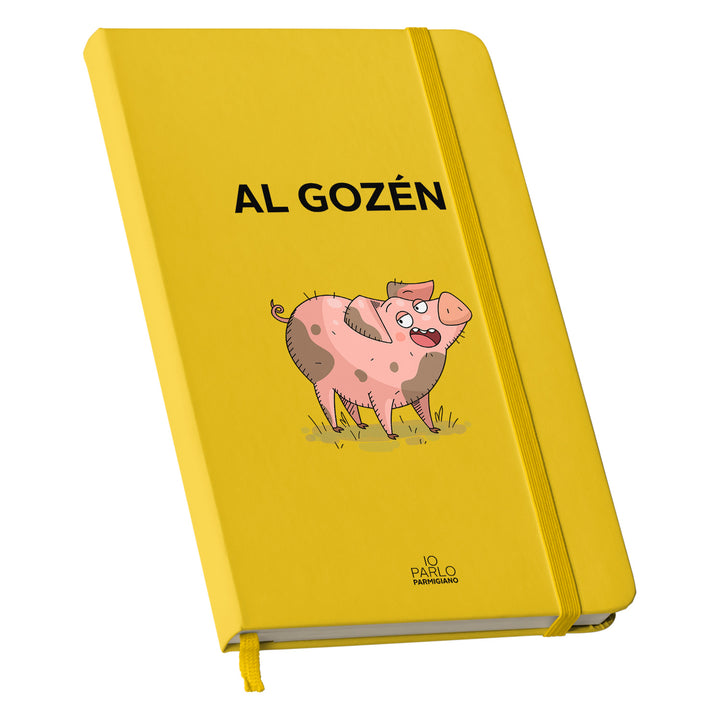 Taccuino AL GOZÉN dell'album LÌNNEA BÉSTJI di Io parlo parmigiano: copertina soft touch in 8 colori, con chiusura e segnalibro coordinati