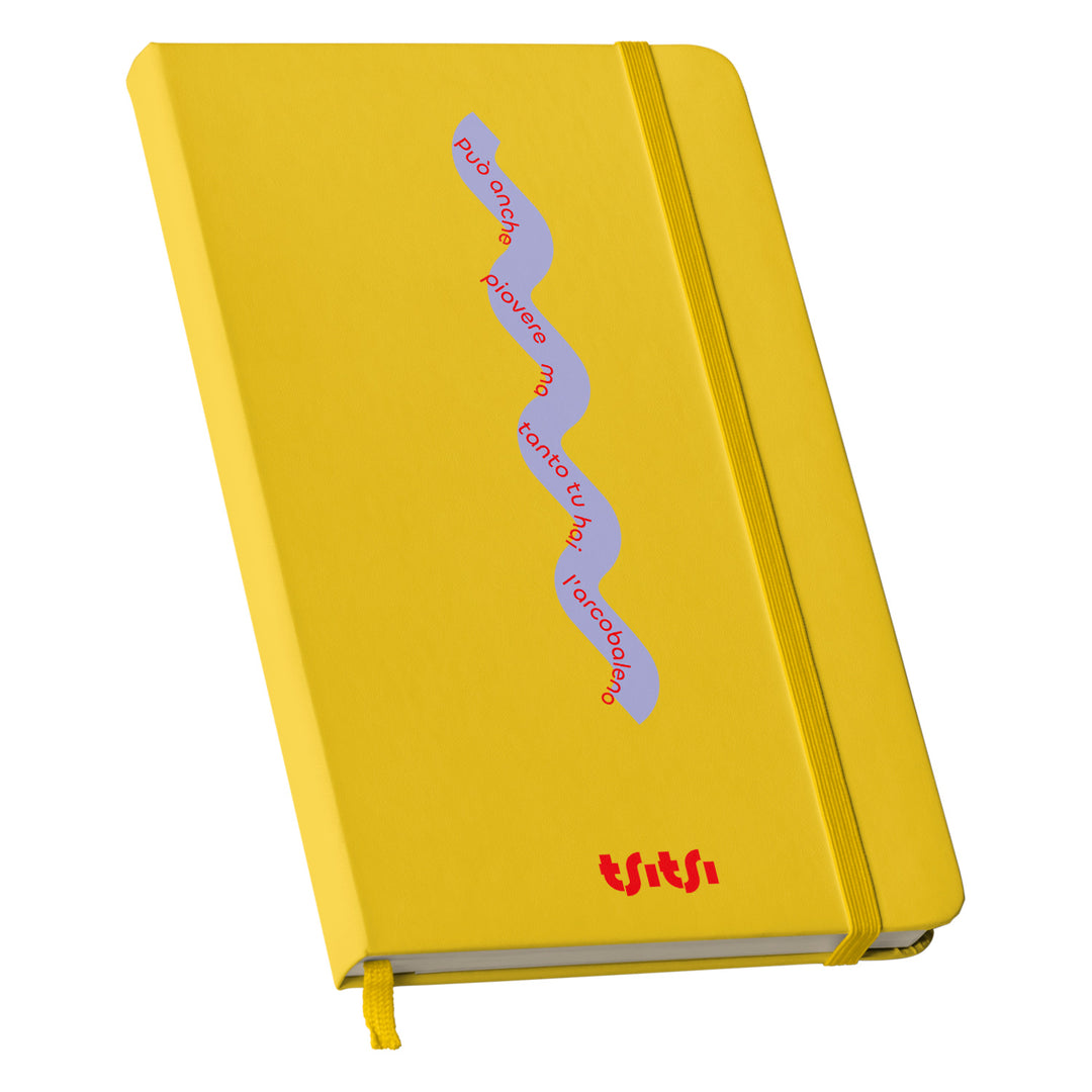 Taccuino Può anche piovere 03 dell'album Mapperó di TSITSI CONCEPT: copertina soft touch in 8 colori, con chiusura e segnalibro coordinati