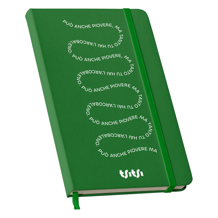 Taccuino Può anche piovere 02 dell'album Mapperó di TSITSI CONCEPT: copertina soft touch in 8 colori, con chiusura e segnalibro coordinati