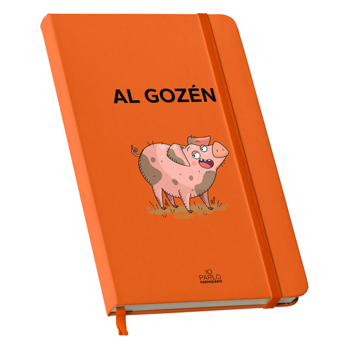 Taccuino AL GOZÉN dell'album LÌNNEA BÉSTJI di Io parlo parmigiano: copertina soft touch in 8 colori, con chiusura e segnalibro coordinati