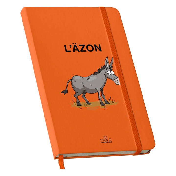 Taccuino L'ÄZON dell'album LÌNNEA BÉSTJI di Io parlo parmigiano: copertina soft touch in 8 colori, con chiusura e segnalibro coordinati