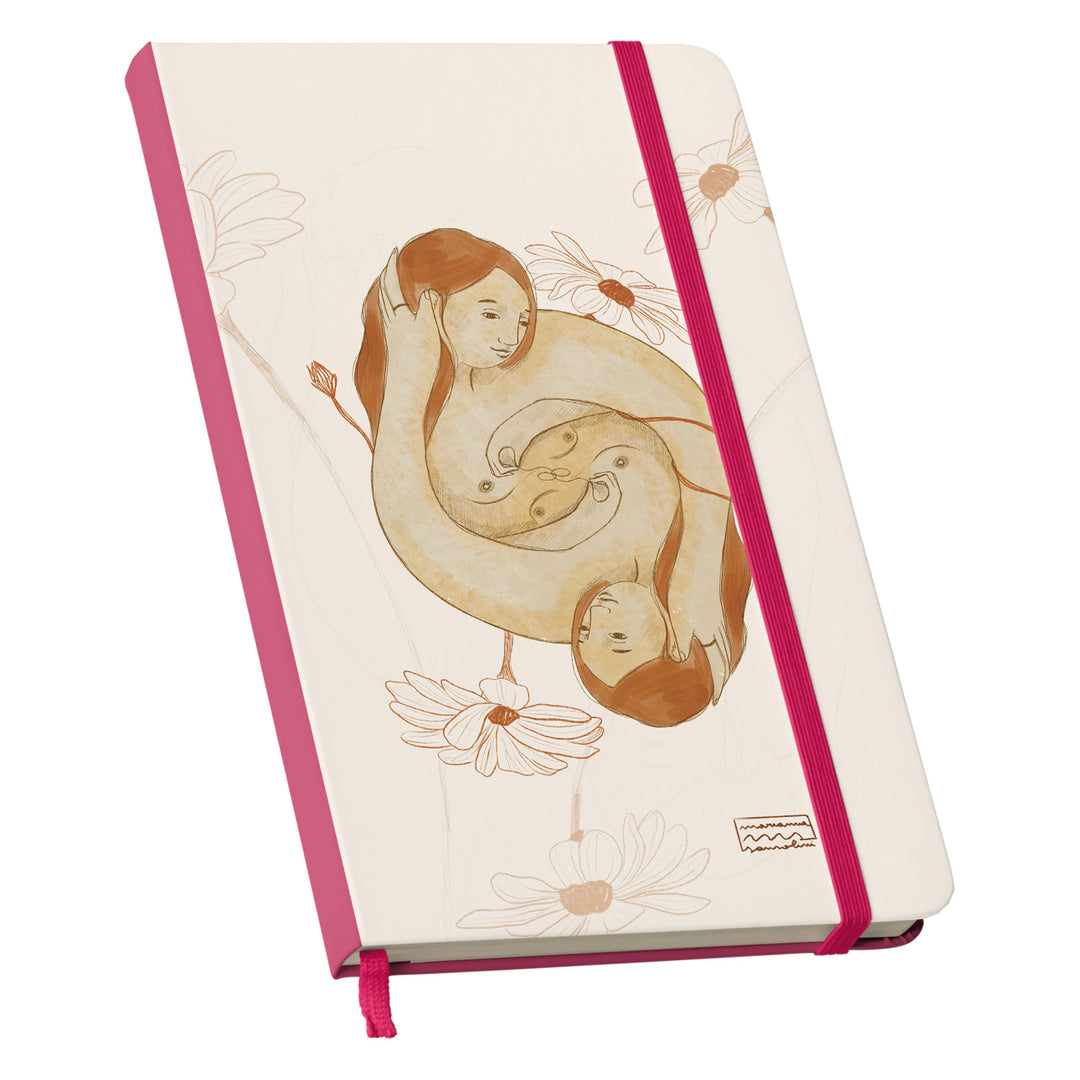 Taccuino Abbi cura dell'album Ama di Marianna Sansolini illustra: copertina soft touch in 8 colori, con chiusura e segnalibro coordinati