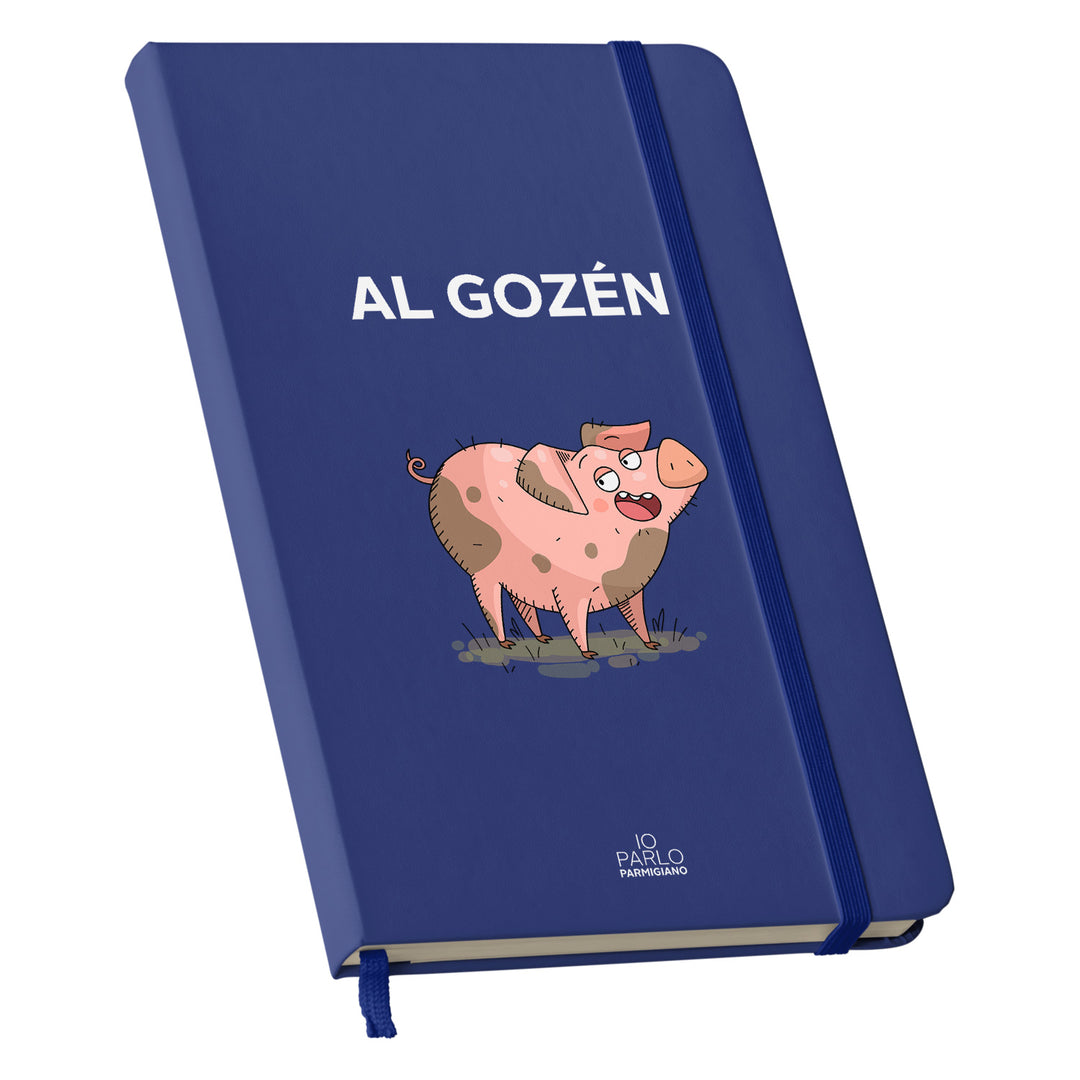 Taccuino AL GOZÉN dell'album LÌNNEA BÉSTJI di Io parlo parmigiano: copertina soft touch in 8 colori, con chiusura e segnalibro coordinati