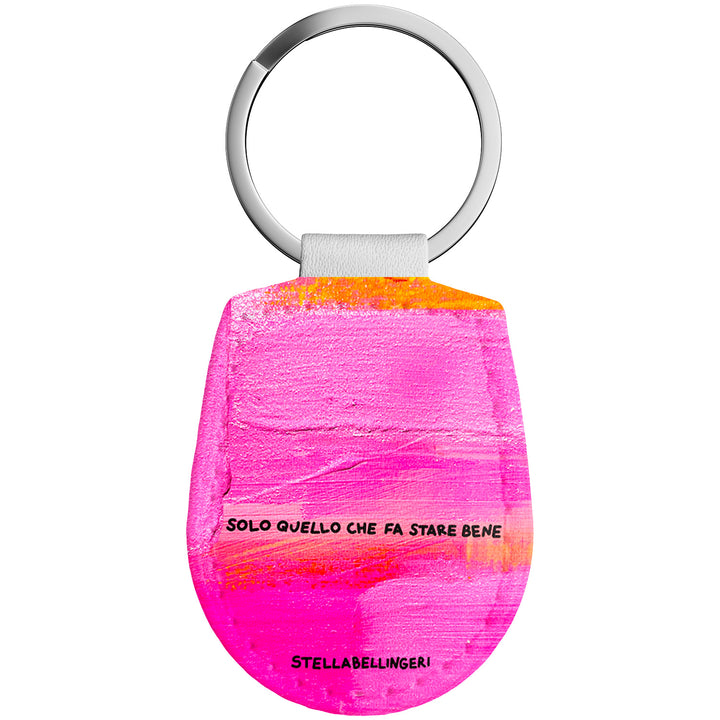 Portachiavi in pelle Solo quello che fa stare bene dell'album Therapy Keyring di Stella Bellingeri con anello in metallo, Disponibili in 6 Colori, Stampa di Alta Qualità