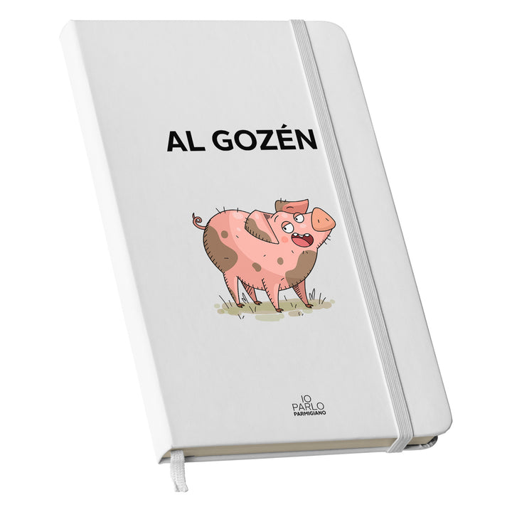 Taccuino AL GOZÉN dell'album LÌNNEA BÉSTJI di Io parlo parmigiano: copertina soft touch in 8 colori, con chiusura e segnalibro coordinati