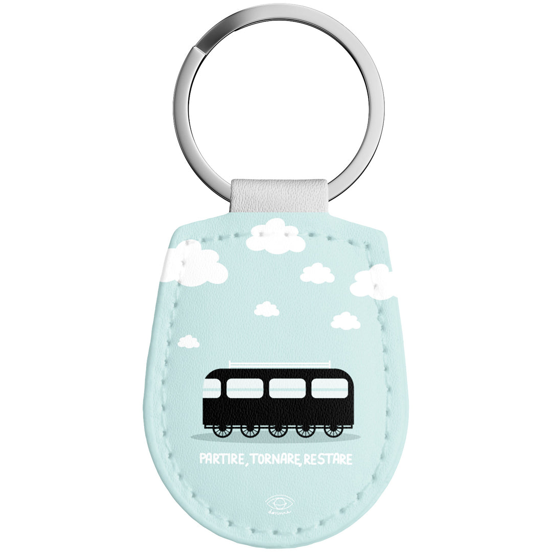 Portachiavi in pelle Partire, tornare, restare dell'album Portami con te di Donnie con anello in metallo, Disponibili in 6 Colori, Stampa di Alta Qualità