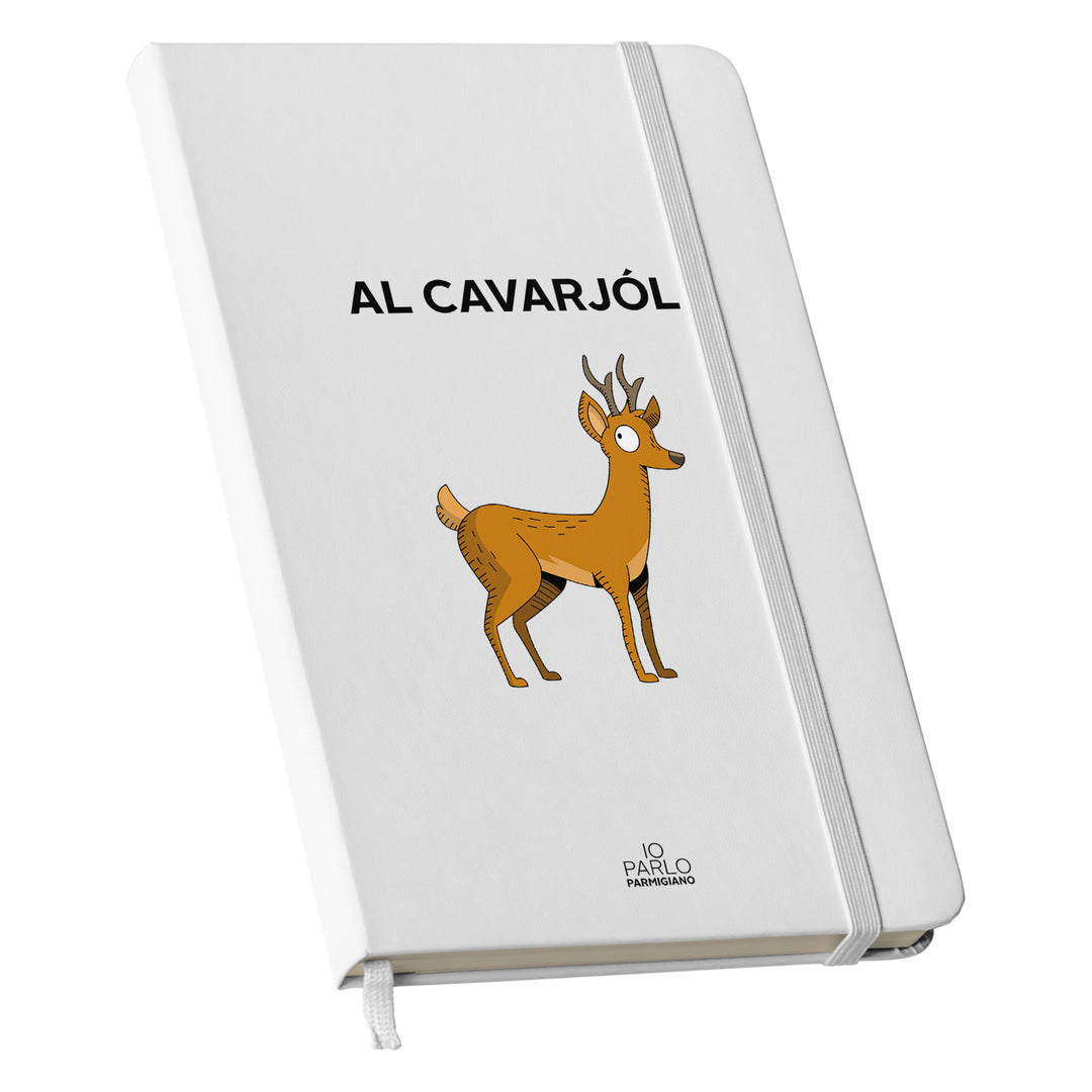 Taccuino AL CAVARJÓL dell'album LÌNNEA BÉSTJI di Io parlo parmigiano: copertina soft touch in 8 colori, con chiusura e segnalibro coordinati