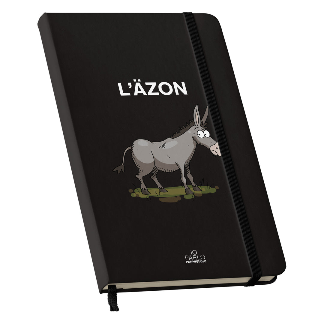 Taccuino L'ÄZON dell'album LÌNNEA BÉSTJI di Io parlo parmigiano: copertina soft touch in 8 colori, con chiusura e segnalibro coordinati