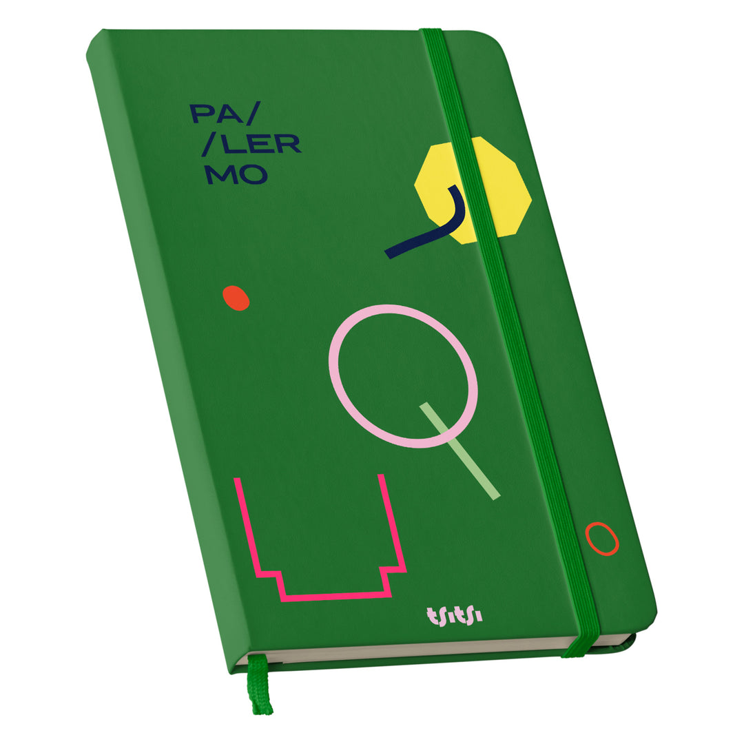 Taccuino PALERMO dell'album Mapperó di TSITSI CONCEPT: copertina soft touch in 8 colori, con chiusura e segnalibro coordinati