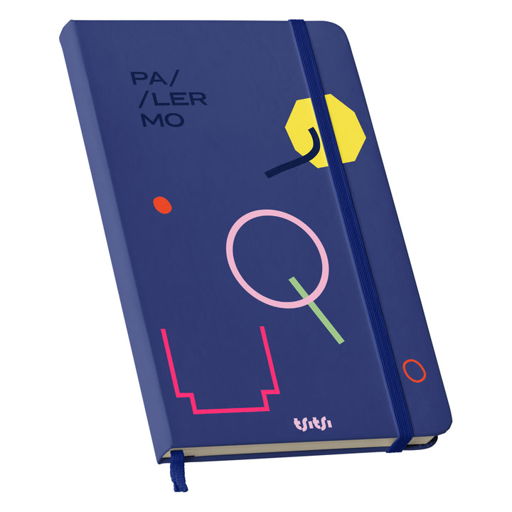 Taccuino PALERMO dell'album Mapperó di TSITSI CONCEPT: copertina soft touch in 8 colori, con chiusura e segnalibro coordinati