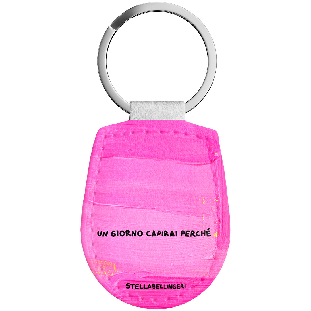 Portachiavi in pelle Un giorno capirai perchè dell'album Therapy Keyring di Stella Bellingeri con anello in metallo, Disponibili in 6 Colori, Stampa di Alta Qualità
