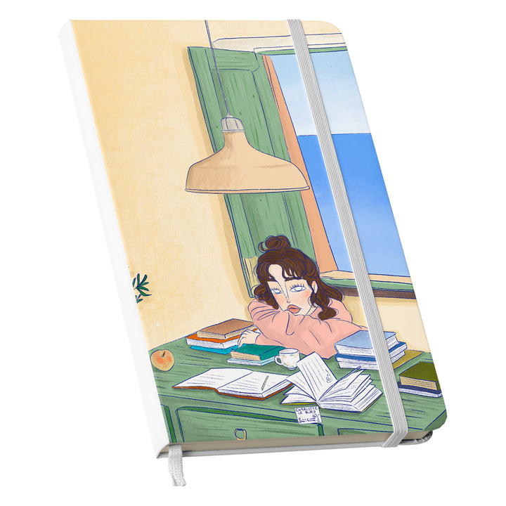 Taccuino Sfondo dell'album Thinker su carta di Charlotte Le Bleu: copertina soft touch in 8 colori, con chiusura e segnalibro coordinati