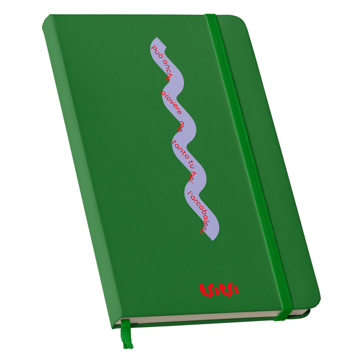 Taccuino Può anche piovere 03 dell'album Mapperó di TSITSI CONCEPT: copertina soft touch in 8 colori, con chiusura e segnalibro coordinati