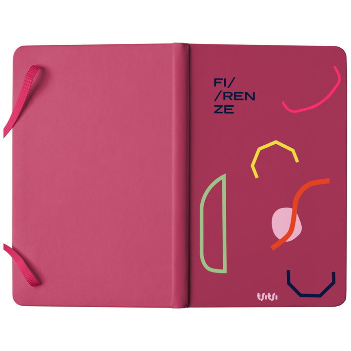 Taccuino FIRENZE dell'album Mapperó di TSITSI CONCEPT: copertina soft touch in 8 colori, con chiusura e segnalibro coordinati