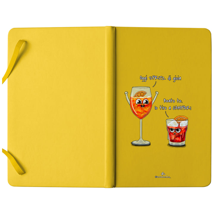 Taccuino Spritz dell'album Amore in taccuini di Arabella: copertina soft touch in 8 colori, con chiusura e segnalibro coordinati