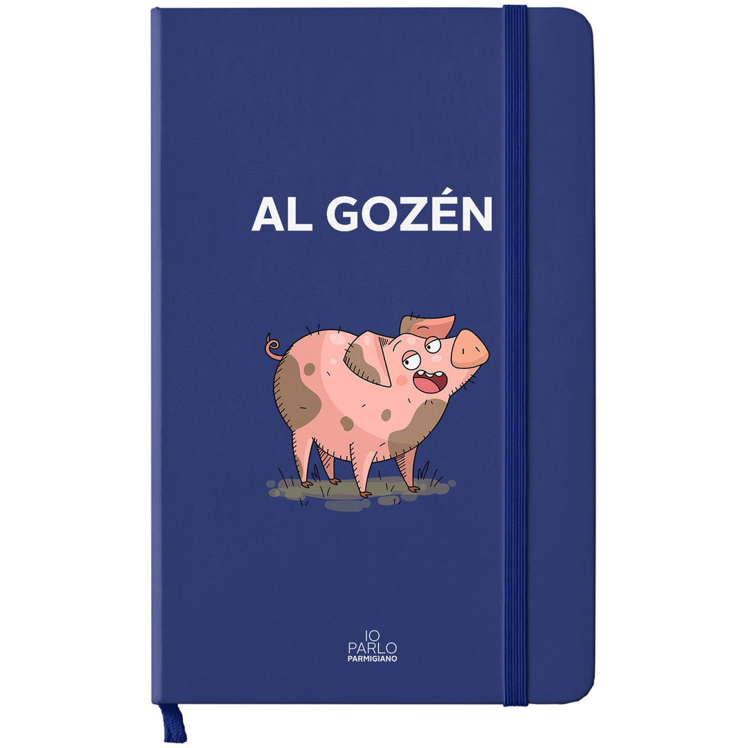 Taccuino AL GOZÉN dell'album LÌNNEA BÉSTJI di Io parlo parmigiano: copertina soft touch in 8 colori, con chiusura e segnalibro coordinati