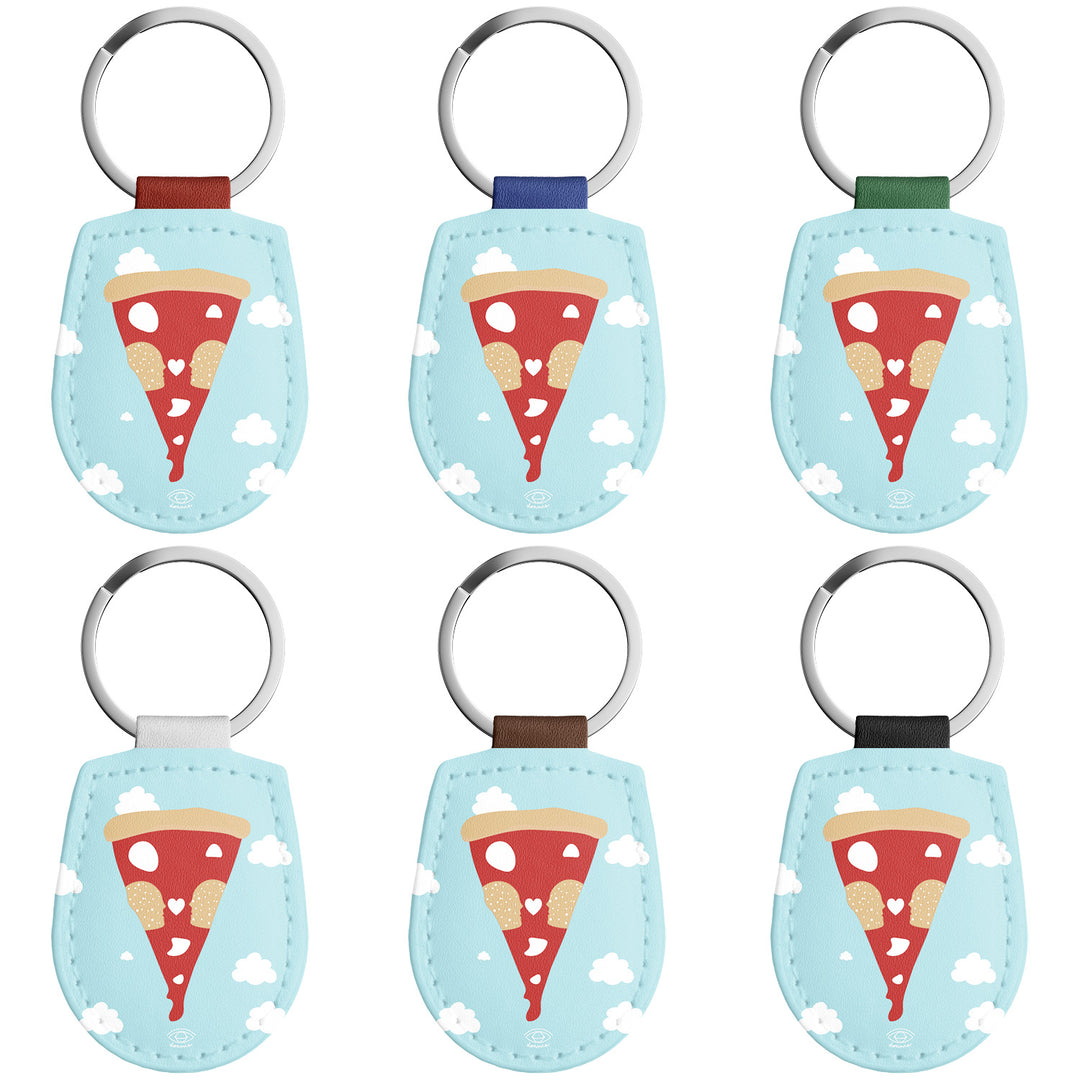 Portachiavi in pelle Pizza con amore dell'album Portami con te di Donnie con anello in metallo, Disponibili in 6 Colori, Stampa di Alta Qualità