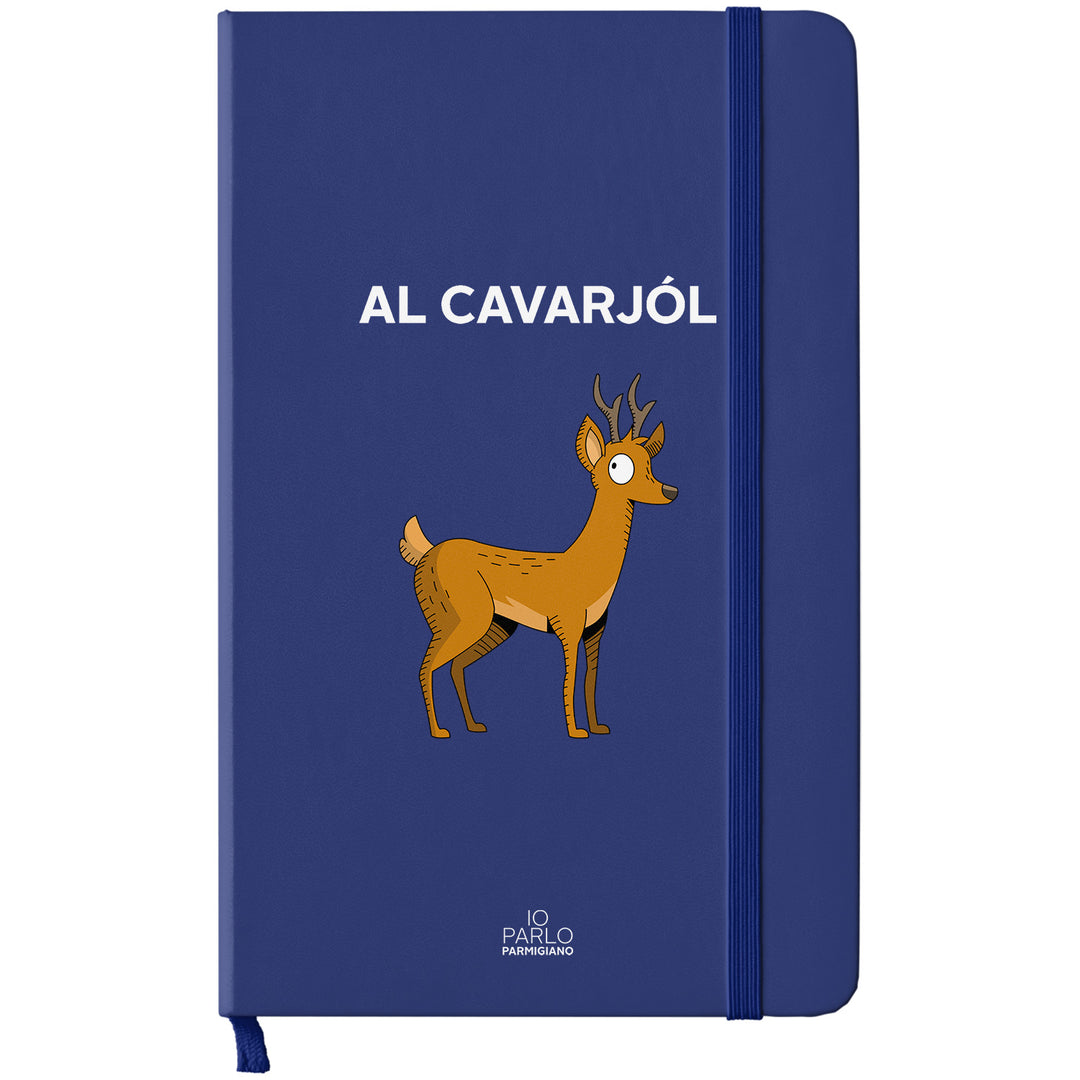 Taccuino AL CAVARJÓL dell'album LÌNNEA BÉSTJI di Io parlo parmigiano: copertina soft touch in 8 colori, con chiusura e segnalibro coordinati