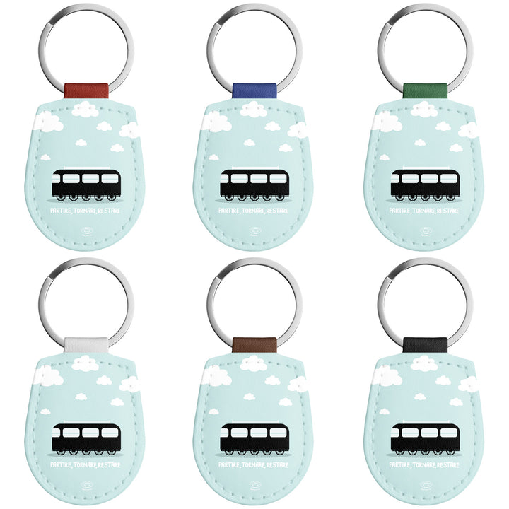 Portachiavi in pelle Partire, tornare, restare dell'album Portami con te di Donnie con anello in metallo, Disponibili in 6 Colori, Stampa di Alta Qualità