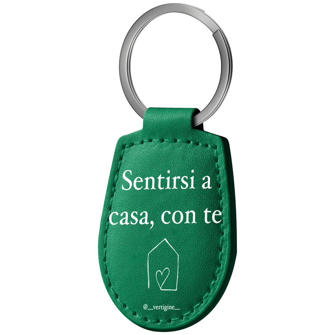 Portachiavi in pelle Sentirsi a Casa dell'album Amore con te di Vertigine con anello in metallo, Disponibili in 6 Colori, Stampa di Alta Qualità